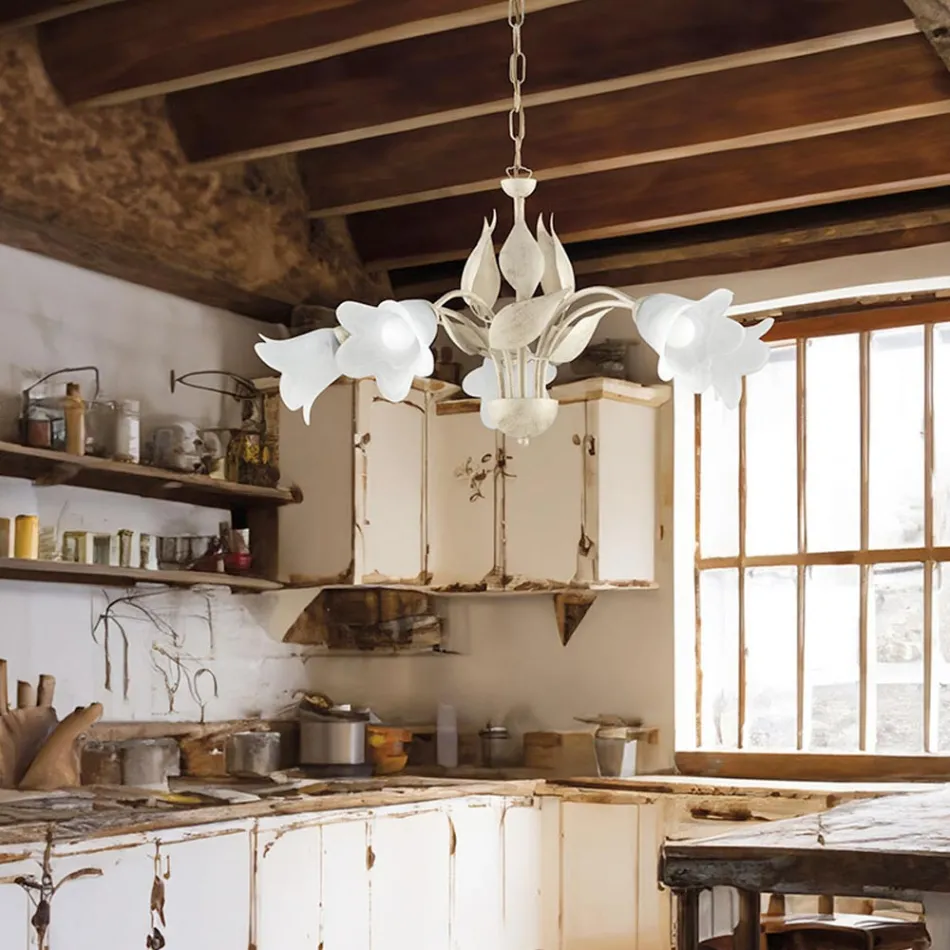 Candelabru din metal și sticlă pentru iluminarea interioarelor rafinate – Sirio Viadurini