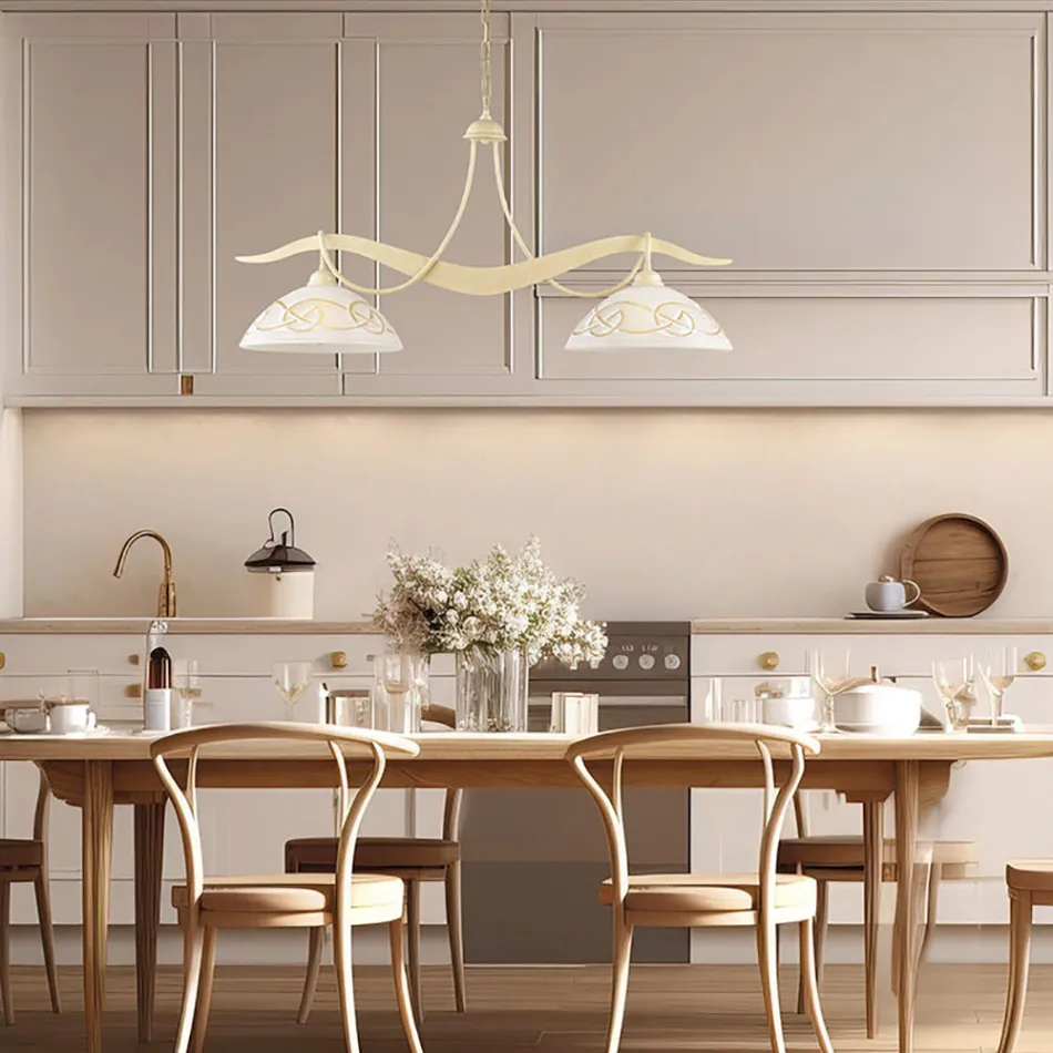 Candelabru metalic cu 2 lumini pentru iluminat interior - Musca Viadurini