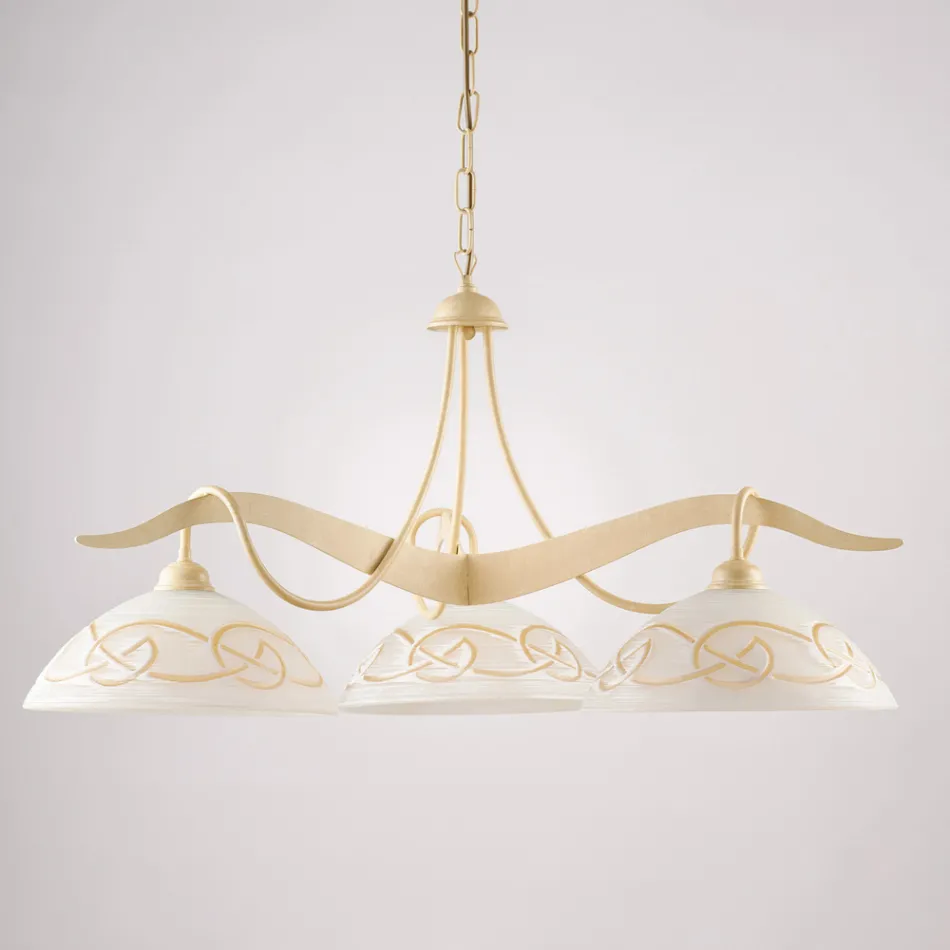 Candelabru cu 3 lumini din sticlă și metal pentru iluminat interior - Musca Viadurini