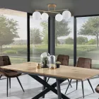 Candelabru din metal auriu metalic și 4 sfere de sticlă albă - Veneția Viadurini