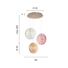 Candelabru din metal vopsit și sticlă decorată cu linii concentrice - hamberry Viadurini