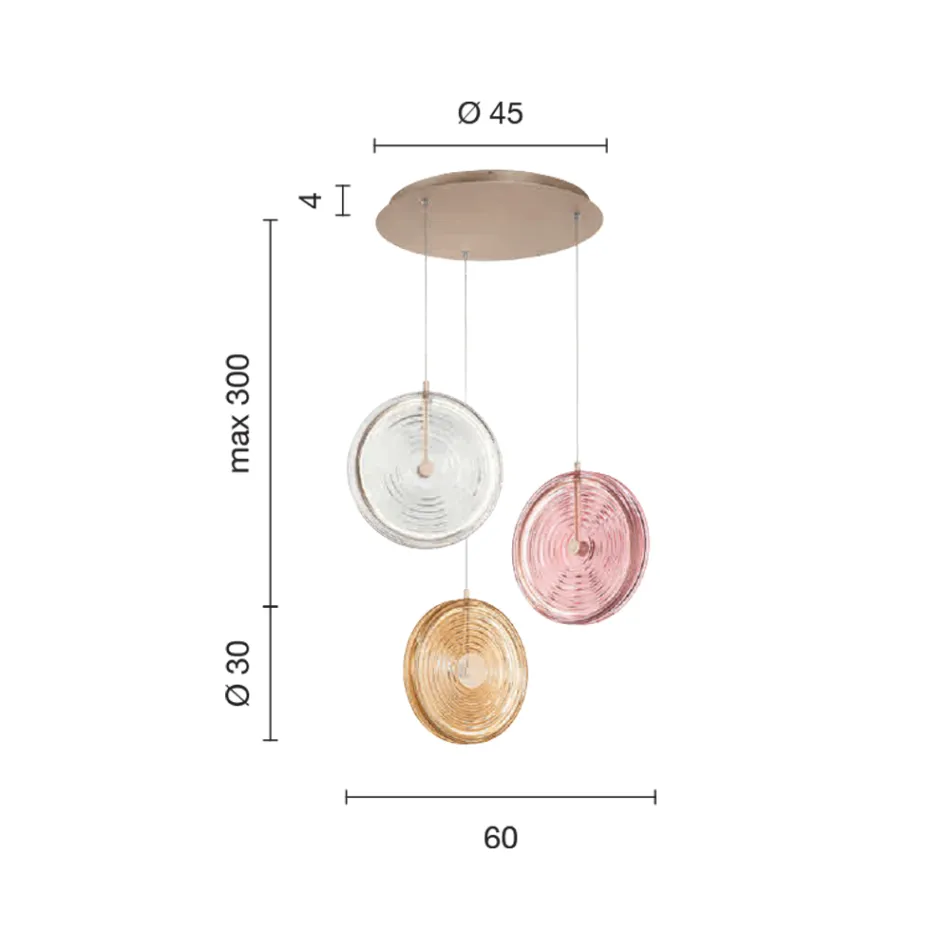 Candelabru din metal vopsit și sticlă decorată cu linii concentrice - hamberry Viadurini