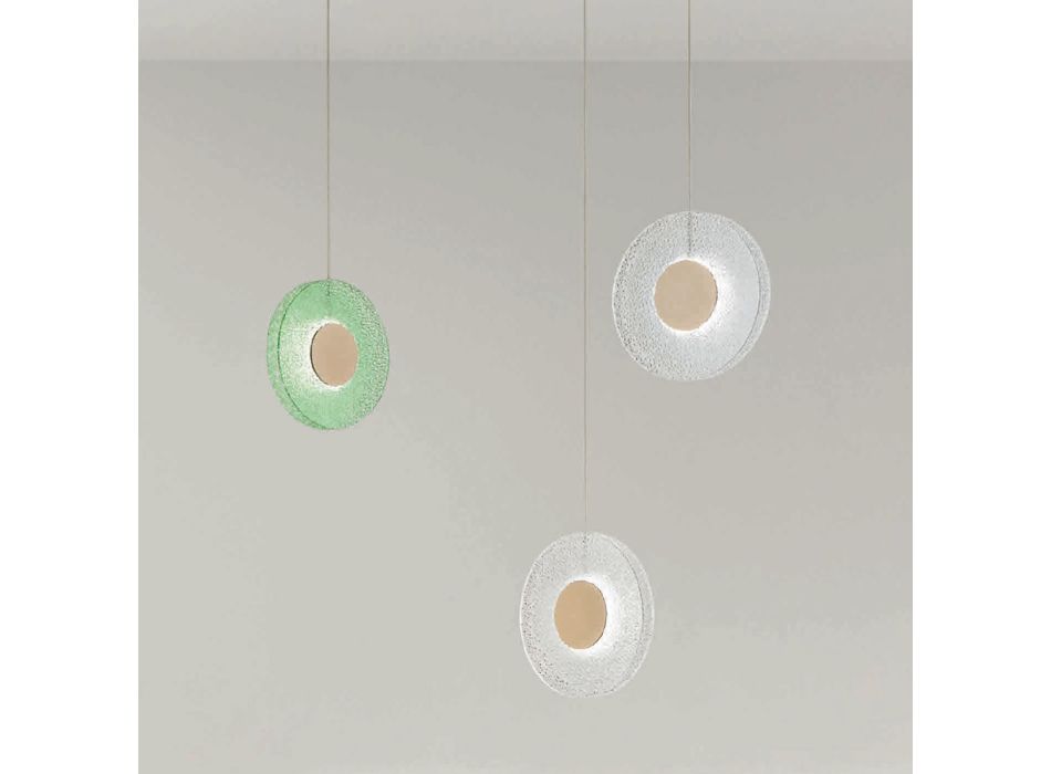 Candelabru din metal vopsit și sticlă colorată cu lumină LED - Albizia Viadurini