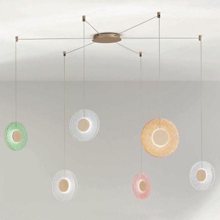 Candelabru din metal vopsit și sticlă colorată cu lumină LED - Albizia Viadurini