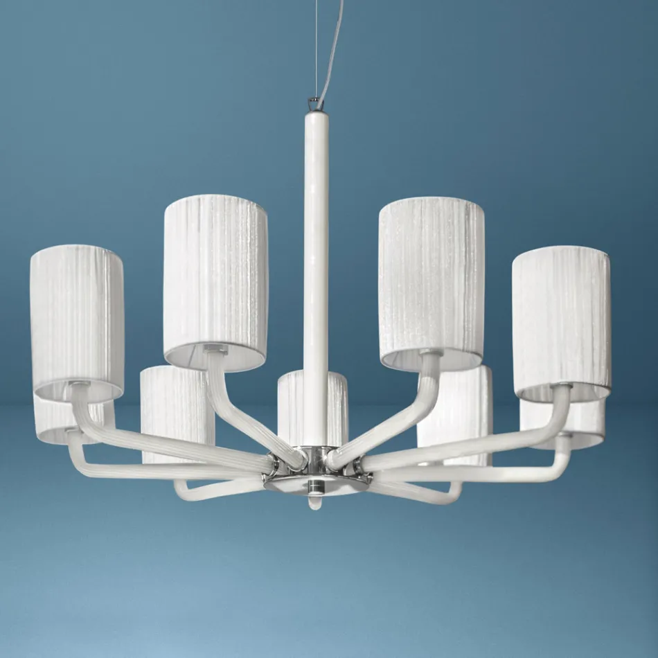 Candelabru din sticlă și metal Veneția realizat manual în Italia - Graham Viadurini