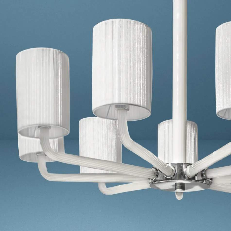 Candelabru din sticlă și metal Veneția realizat manual în Italia - Graham Viadurini