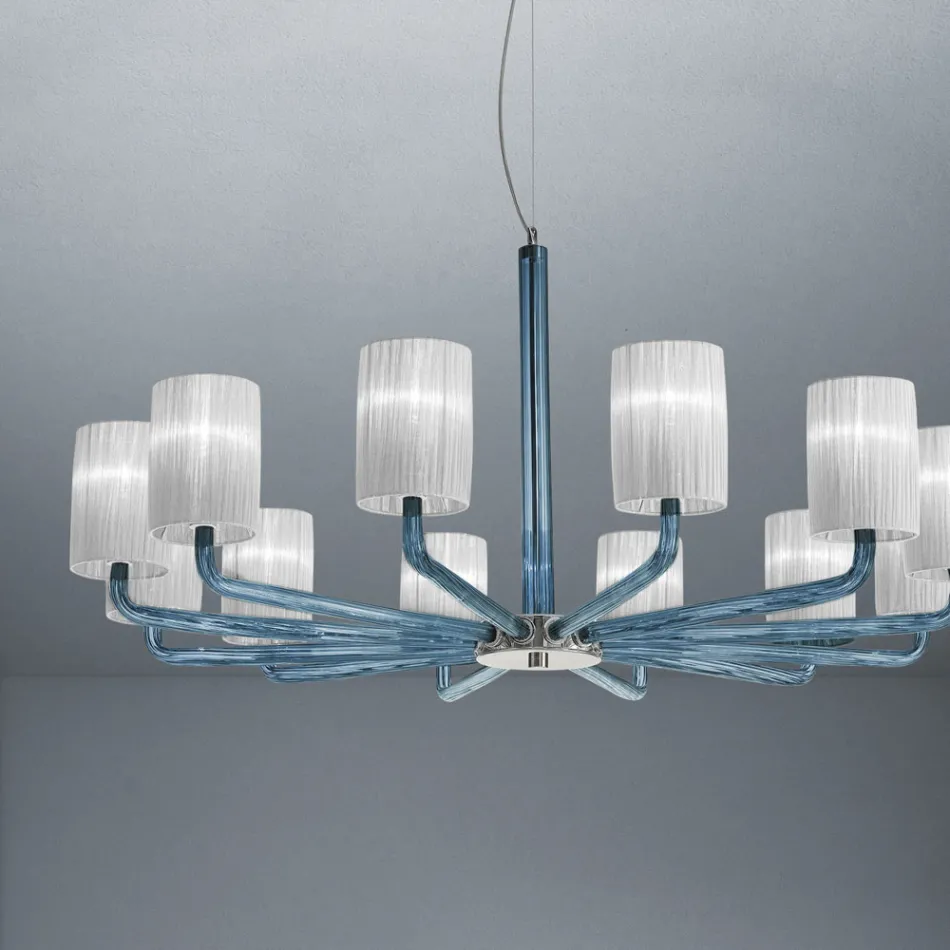 Candelabru din sticlă și metal Veneția realizat manual în Italia - Graham Viadurini