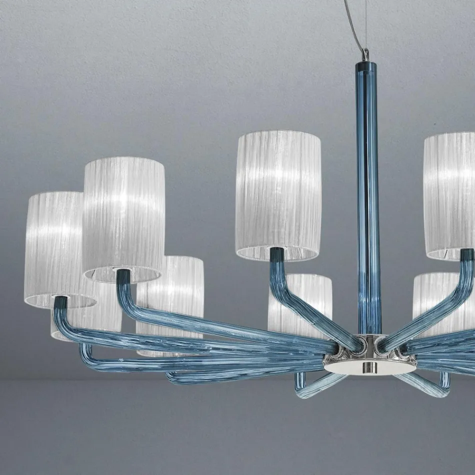 Candelabru din sticlă și metal Veneția realizat manual în Italia - Graham Viadurini