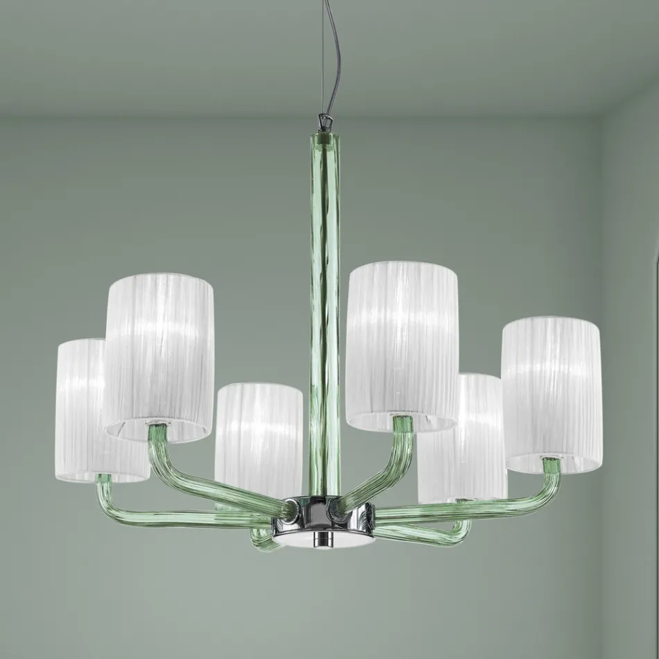 Candelabru din sticlă și metal Veneția realizat manual în Italia - Graham Viadurini