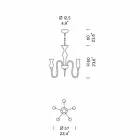 Candelabru din sticlă venețiană cu 5 lumini, realizat manual în Italia - Vittoria Viadurini
