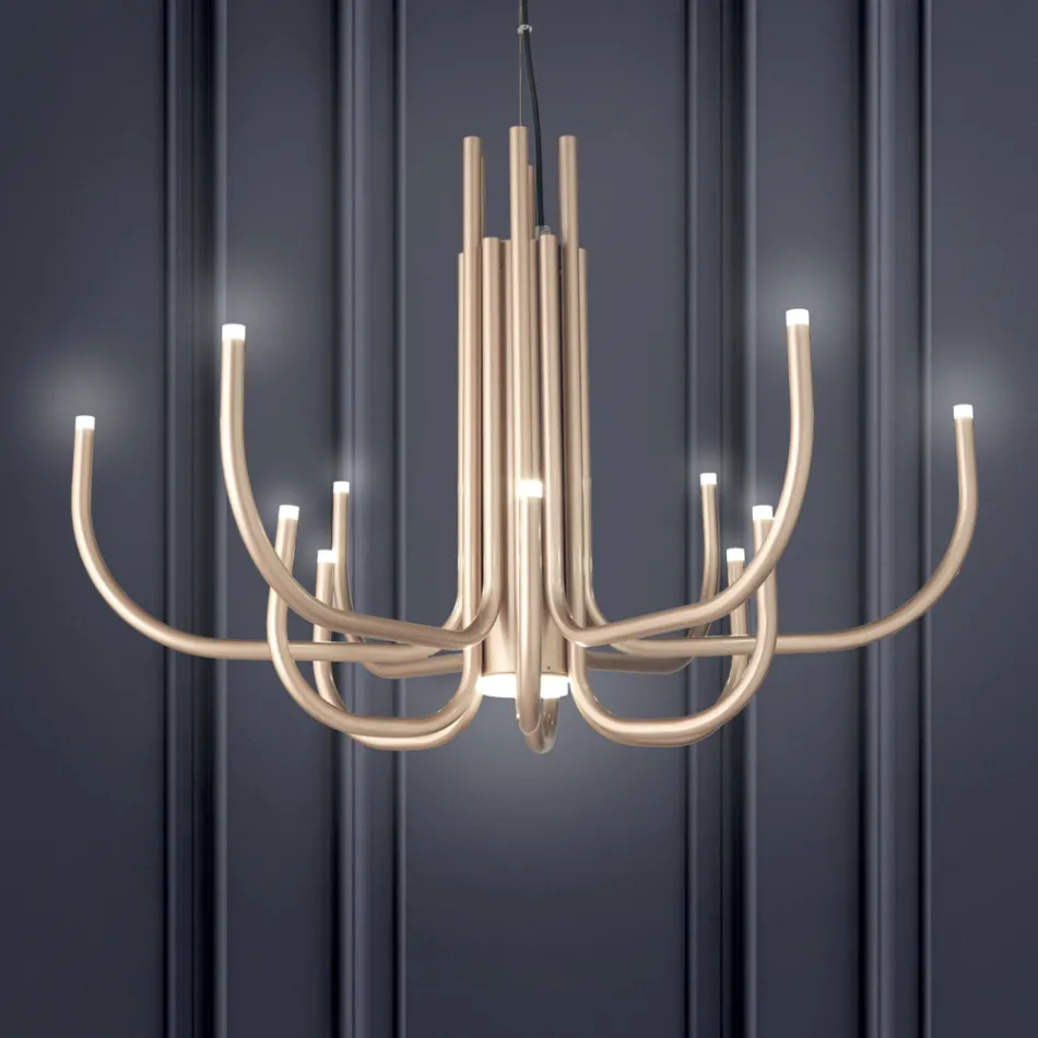 Candelabru LED cu 13 lumini din metal vopsit alb, negru sau auriu - Scorpion Viadurini