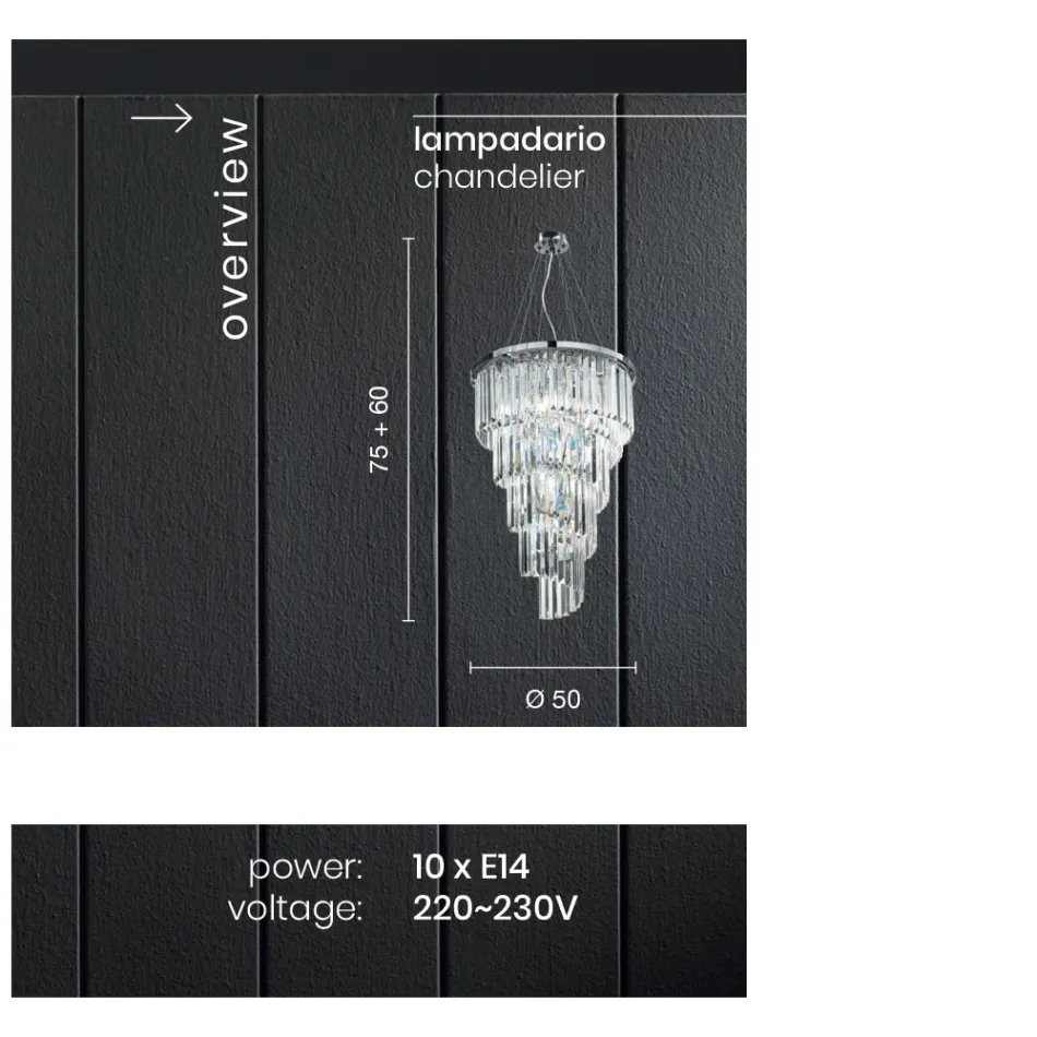 Candelabru clasic de lux din metal cromat și cristal tăiat - Lambert Viadurini