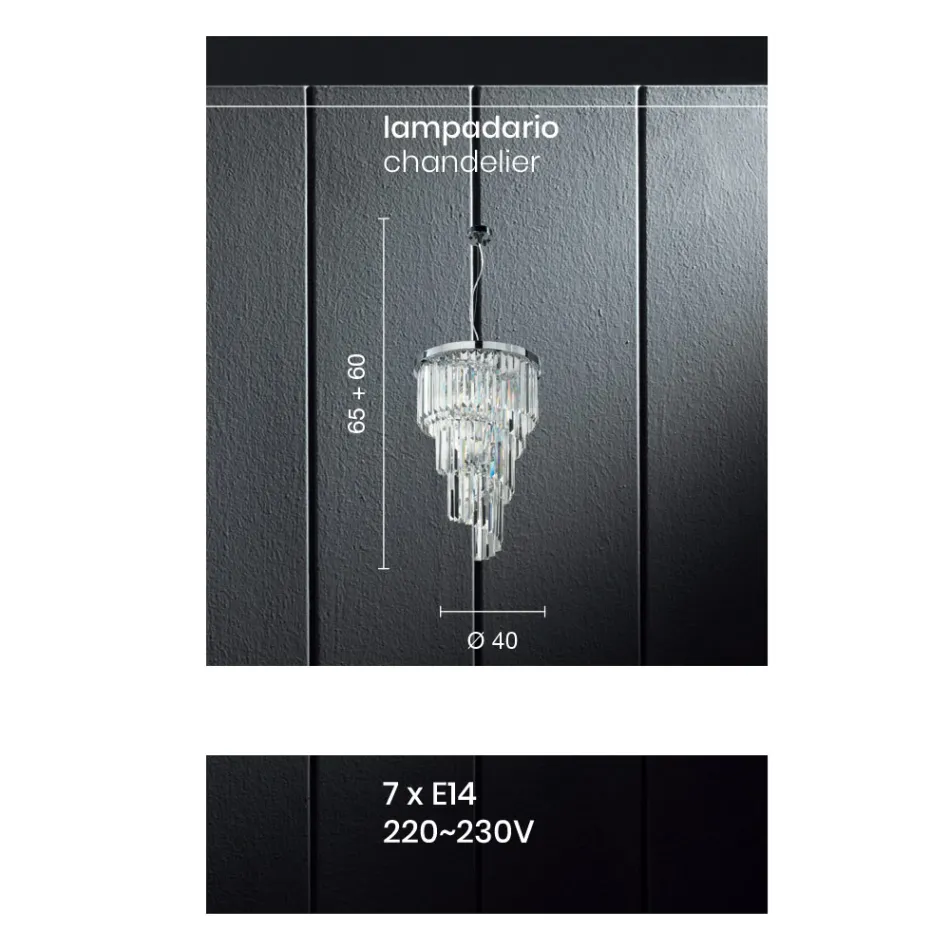 Candelabru clasic de lux din metal cromat și cristal tăiat - Lambert Viadurini