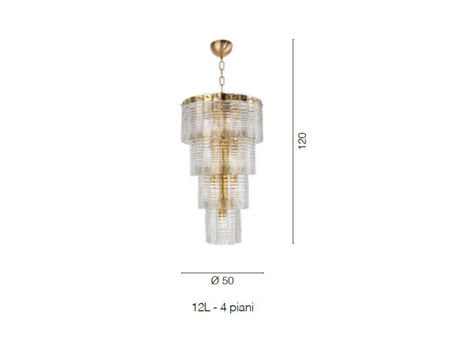 Candelabru modern 12 lumini din sticla italiana de lux lucrata manual - Valadier Viadurini
