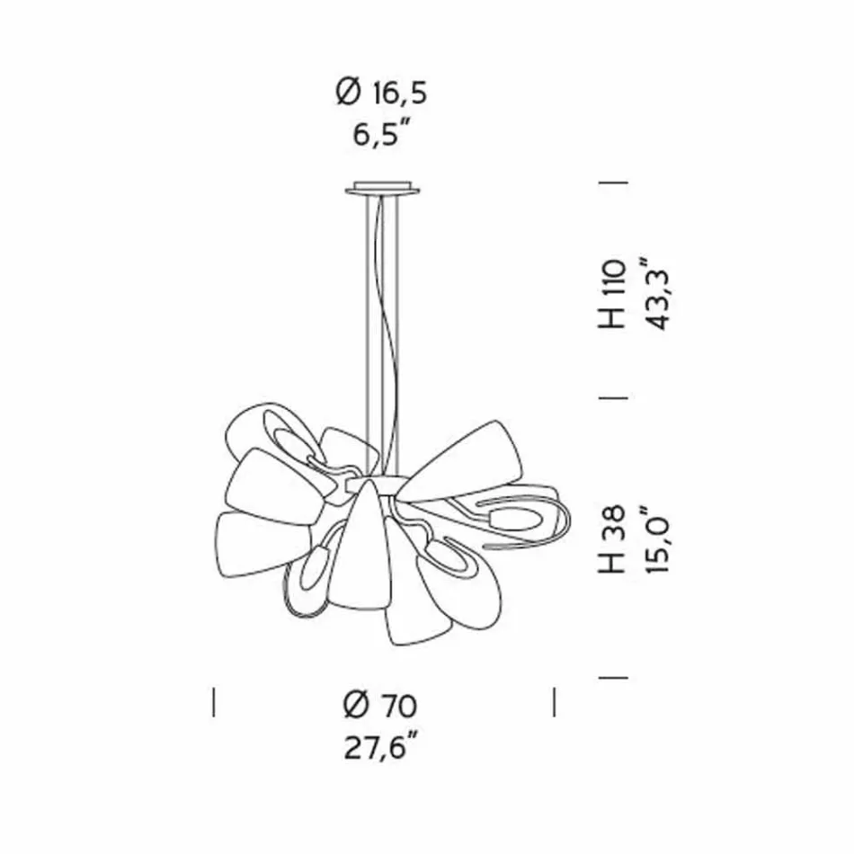 Candelabru modern cu 12 lumini în sticlă de la Veneția, fabricat în Italia - Diamonique Viadurini