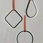Candelabru modern cu forme geometrice din metal și piele artificială - Chiparos Viadurini