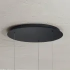 Candelabru modern cu forme geometrice din metal și piele artificială - Chiparos Viadurini