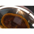 Candelabru modern din oțel și sticlă cu inserție din lemn Fabricat în Italia - Seul Viadurini