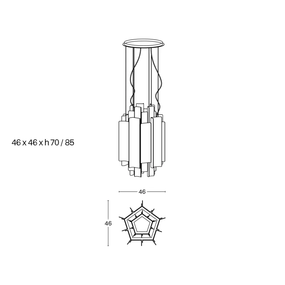 Velis - Candelabru modern din sticlă topită, cu design elegant, fabricat în Italia Viadurini