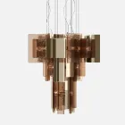 Candelabru modern din sticlă fuzionată cu un design elegant, fabricat în Italia - Velis Viadurini