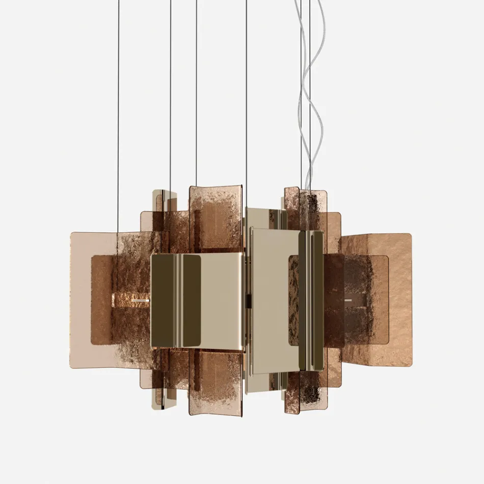 Velis - Candelabru modern din sticlă topită, cu design elegant, fabricat în Italia Viadurini
