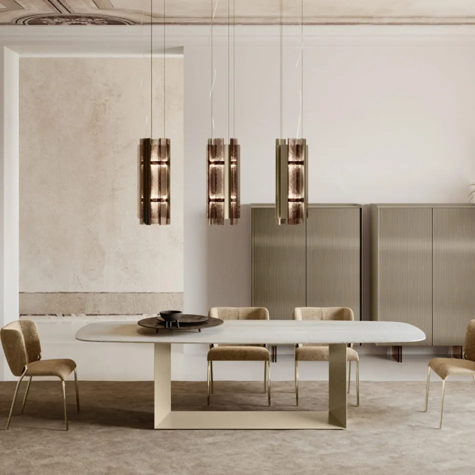 Velis - Candelabru modern din sticlă topită, cu design elegant, fabricat în Italia Viadurini