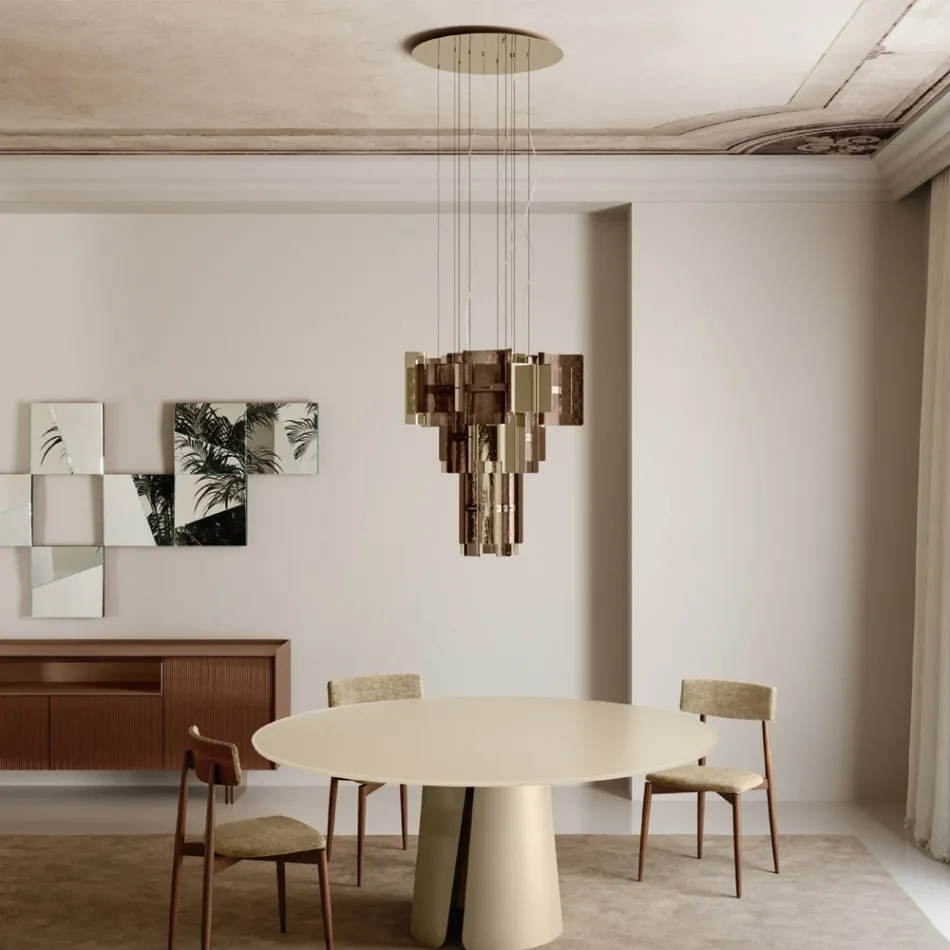 Velis - Candelabru modern din sticlă topită, cu design elegant, fabricat în Italia Viadurini