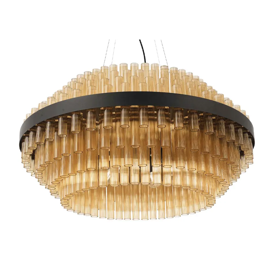 Candelabru modern din sticla suflata si metal Artizanat italian - Maesta Viadurini