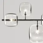 Candelabru Orizontal din Metal si Sticla Pyrex Transparenta - Iperspazio Viadurini