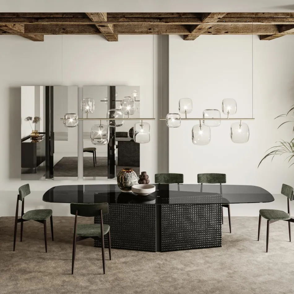 Candelabru Orizontal din Metal si Sticla Pyrex Transparenta - Iperspazio Viadurini