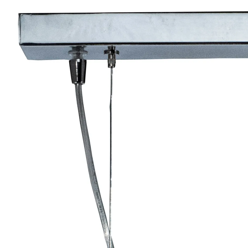 Candelabru cu patru lumini pe o bară liniară din sticlă suflată, fabricat în Italia - Soffio Viadurini