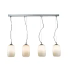 Candelabru cu patru lumini pe o bară liniară din sticlă suflată, fabricat în Italia - Soffio Viadurini