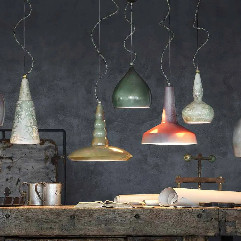 candelabru retro suspensie artizan ceramic Ferroluce Viadurini