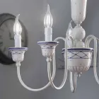 Candelabru pentru camera de zi cu 5 lumini din ceramica pictata manual si alama - Sanremo Viadurini