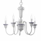Candelabru pentru living cu 5 lumini din ceramica pictata manual si alama - Sanremo Viadurini