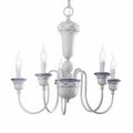 Candelabru pentru living cu 5 lumini din ceramica pictata manual si alama - Sanremo