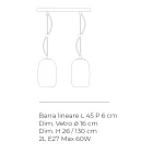 Lampă suspendată cu două lumini din sticlă suflată manual, fabricată în Italia - Soffio Viadurini
