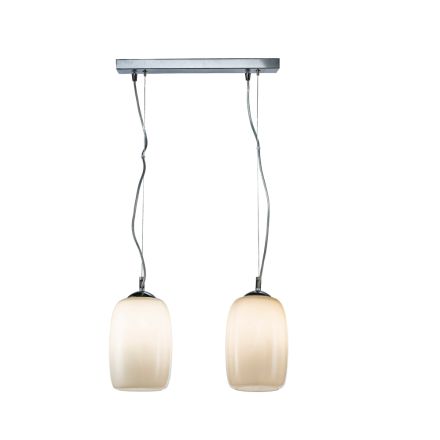 Lampă suspendată cu două lumini din sticlă suflată manual, fabricată în Italia - Soffio Viadurini