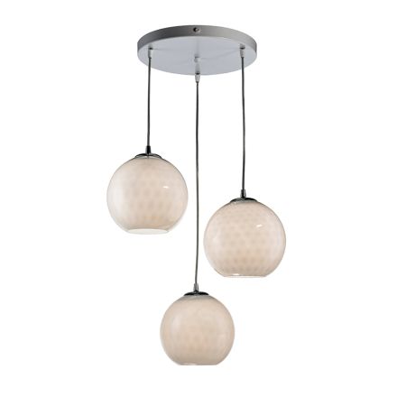 Lucilla - Candelabru cu pandantiv cu trei cupole din sticlă venețiană, fabricat în Italia Viadurini