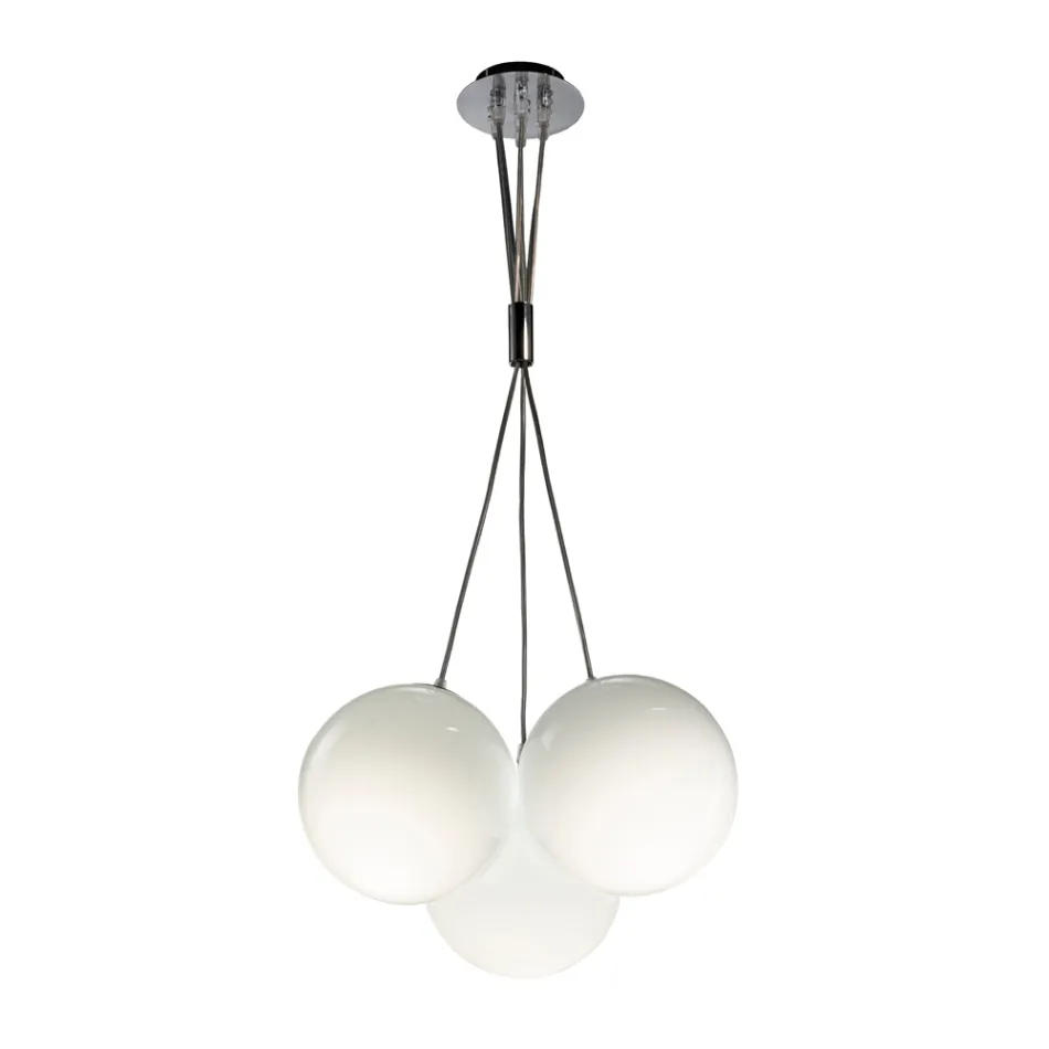 Candelabru suspendat cu trei lumini din sticlă încapsulată, fabricat în Italia - Althea Viadurini