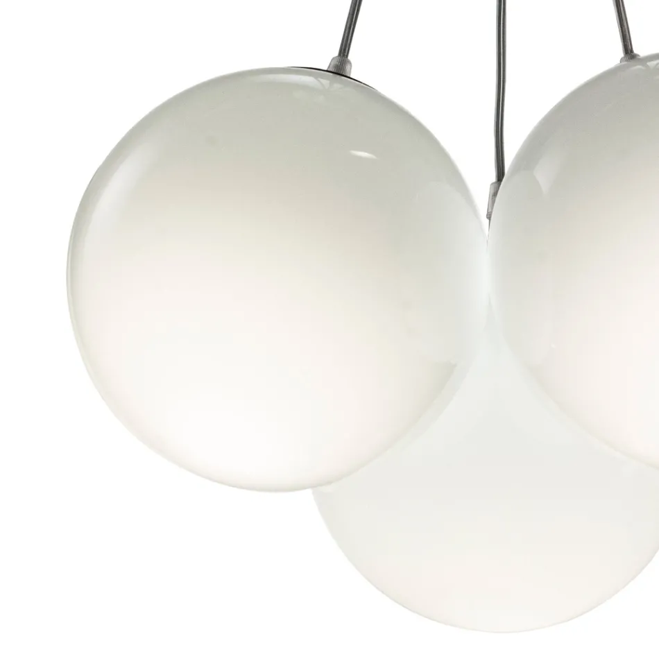 Candelabru suspendat cu trei lumini din sticlă încapsulată, fabricat în Italia - Althea Viadurini