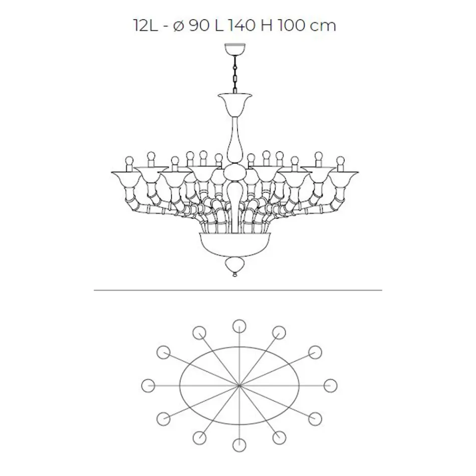 Candelabru în stil clasic din sticlă venețiană suflată manual - Vanity Viadurini