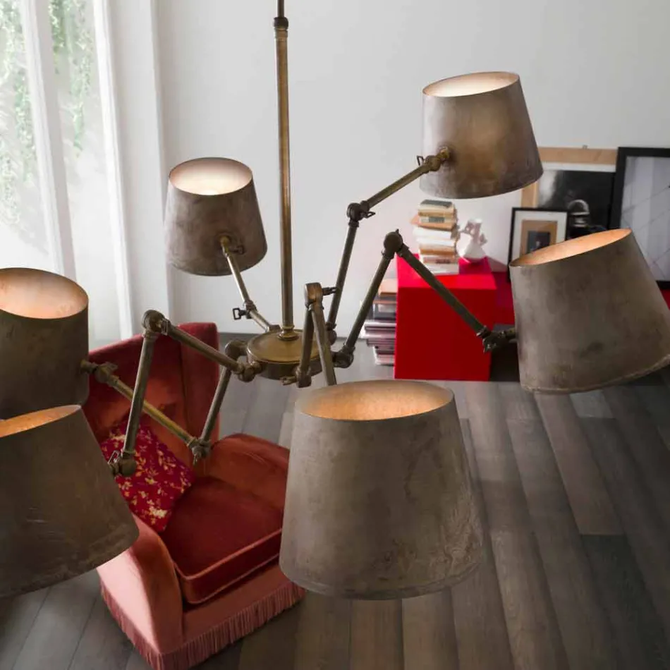 candelabru stil industrial din fier și alamă Reporter Il Fanale Viadurini