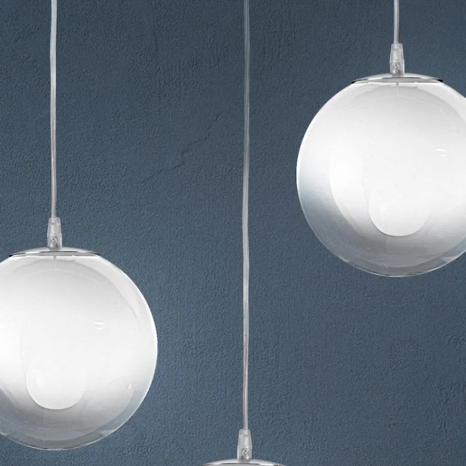 Candelabru liniar Isotta cu patru lumini, sticlă albă, fabricat în Italia Viadurini