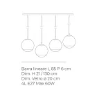 Candelabru liniar Isotta cu patru lumini, sticlă albă, fabricat în Italia Viadurini