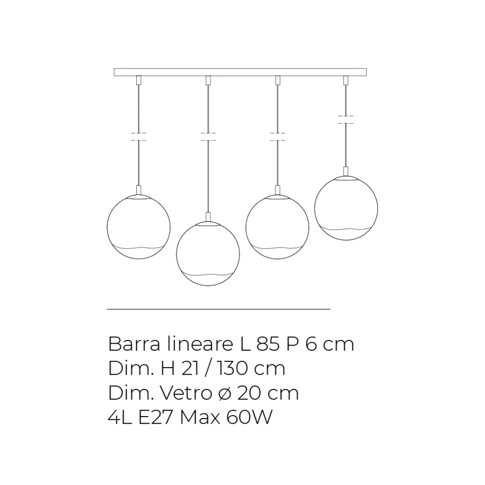 Candelabru liniar Isotta cu patru lumini, sticlă albă, fabricat în Italia Viadurini