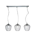 Candelabru liniar cu trei lumini din sticlă venețiană, fabricat în Italia - Elisia Viadurini