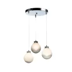 Candelabru cu trei lumini pe o bază rotundă din sticlă încapsulată, fabricat în Italia - Iride Viadurini