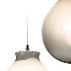 Candelabru cu trei lumini pe o bază rotundă din sticlă încapsulată, fabricat în Italia - Iride Viadurini