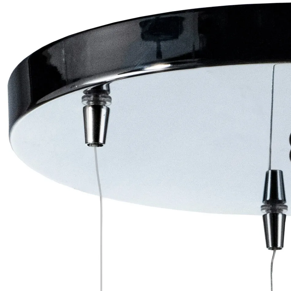 Candelabru cu trei lumini pe o bază rotundă din sticlă încapsulată, fabricat în Italia - Iride Viadurini